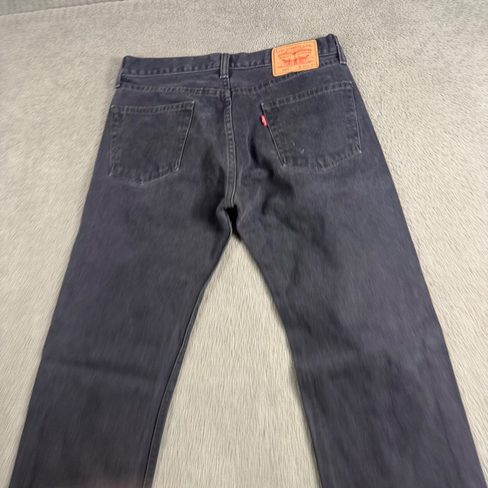 Levis 505 Regular Fit Straight Leg Jeans Mens 30x30 Black Denim Pants